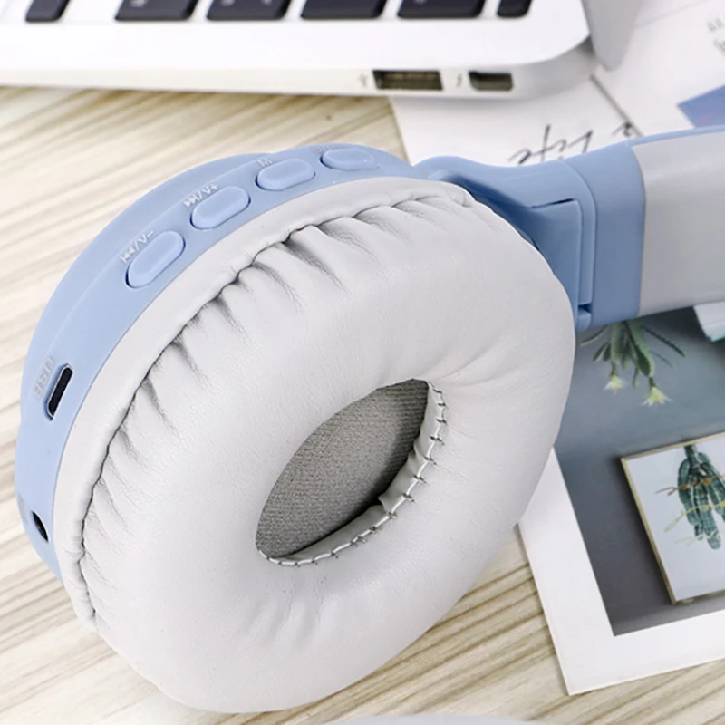 Bluetooth наушники милый кот светодиодный наушники с кошачьими ушками для взрослых и детей светящиеся наушники для игр