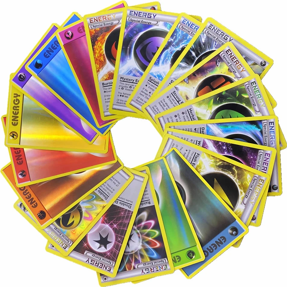 20 шт Покемон энергии блестящие карты коробка ролевая игра команды бирки Мега GX
