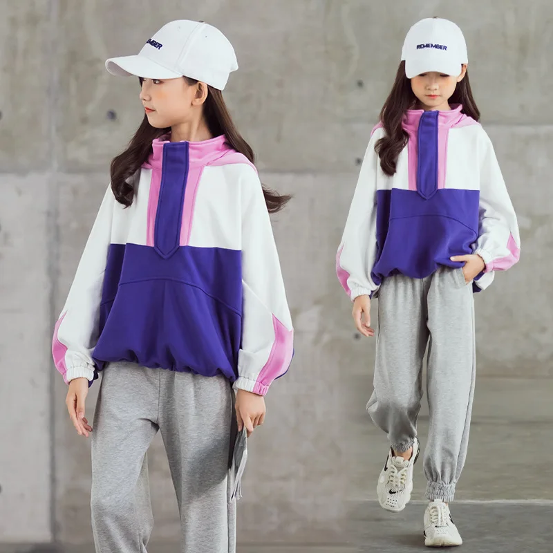 

Girls Suit Sweatshirts +Pants Cotton Hooded 2Pcs/Sets 2021 Fashion Spring Autumn Teenager Kid School Outdoor Children Clothing
