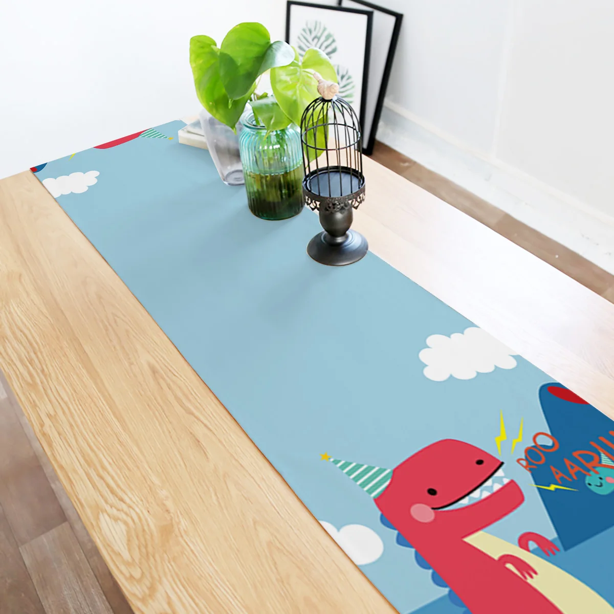 Симпатичная настольная дорожка с динозавром праздничная Винтажная для