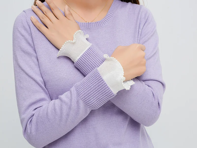 

1 Pair Solid Color Girls Fake Flared Sleeves for Women Lace Pleated Detachable Sleeve Fake Cuffs Female False Cuffs Accessory