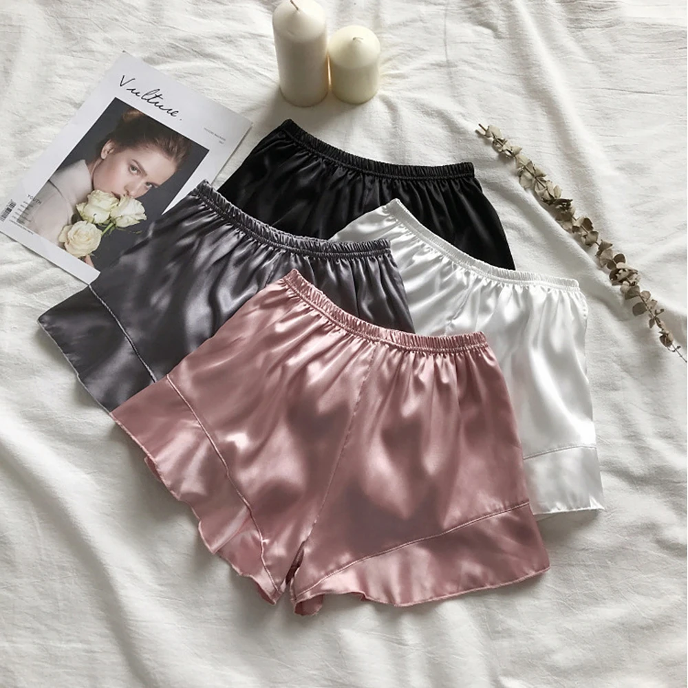 Fashion Satin Shorts Women Underwear Safety Short Summer Sexy Thin Loose Knicker Panties Under Skirt Boxer Brief Shorts