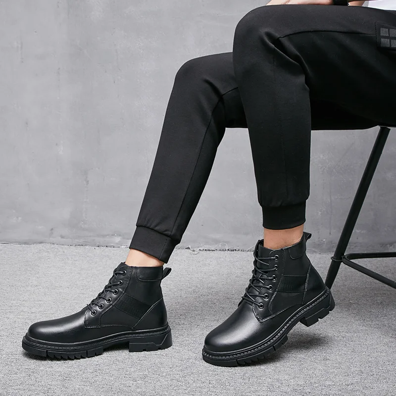 Мужские ботинки высокого качества Плюшевые зимние водонепроницаемые теплые