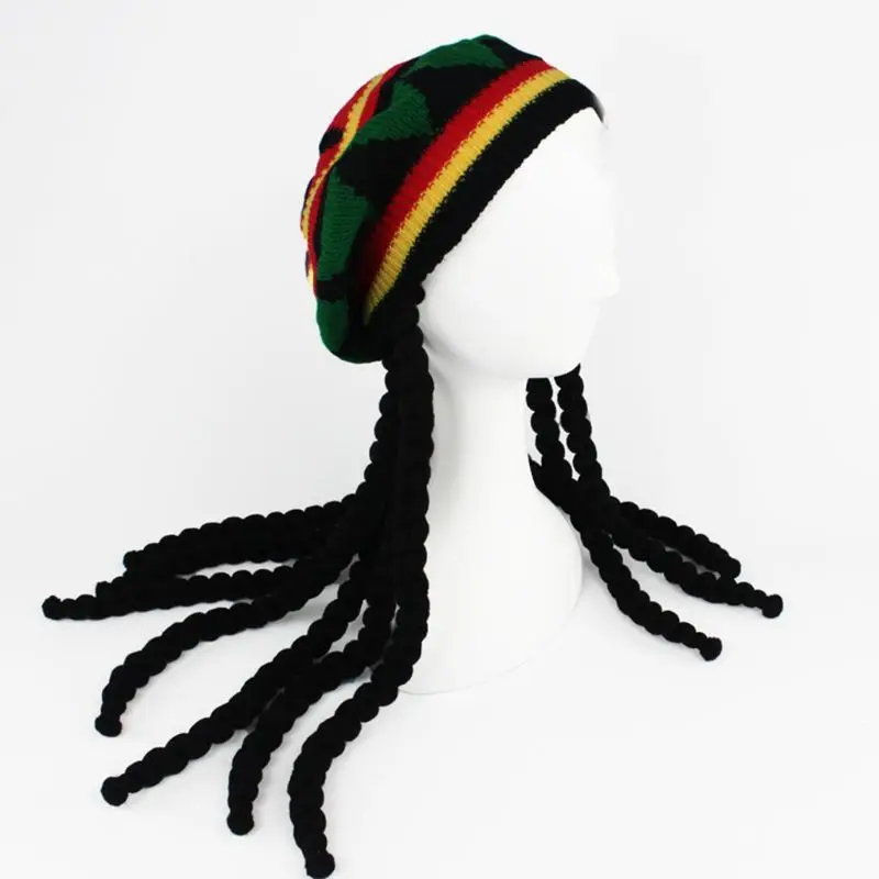 Hip Hop Cap Knitted Wig Braid Hat Male Jamaican Bob Marley Rasta Beanie Winter Gorra Hombre Dreadlocks Reggae Czapka Zimowa