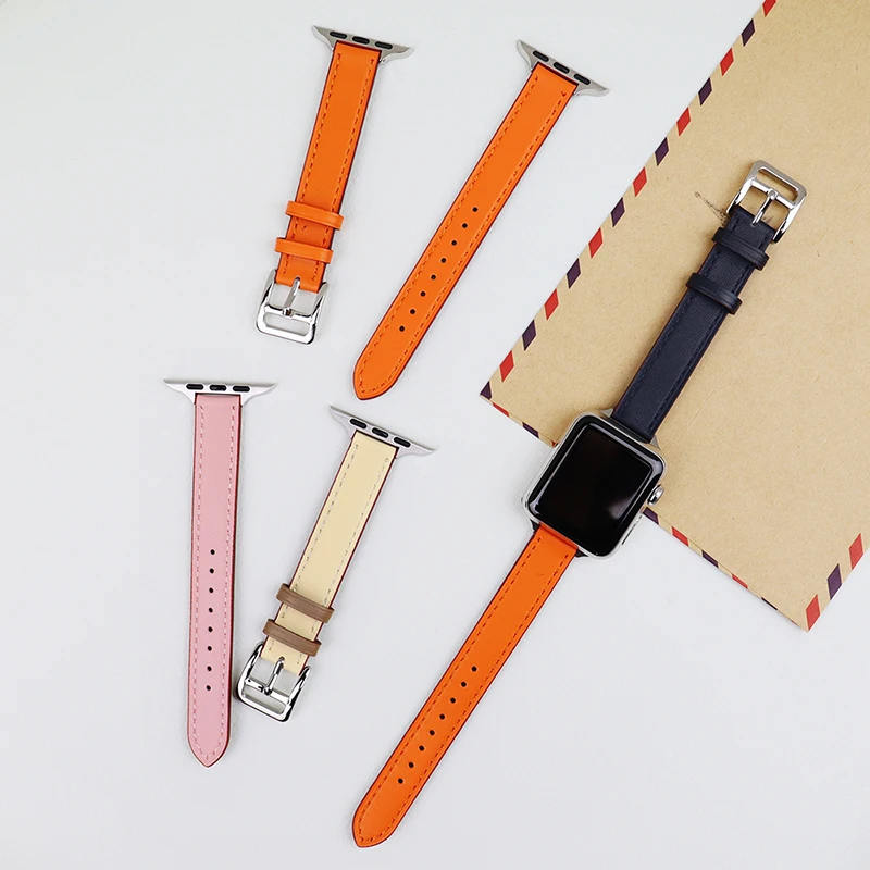 Ремешок для Apple Watch 7 41 мм 45 браслет Lether iwatch 6 se 5 4 3 2 apple samrt watch correa 38 40 42 44 | Наручные