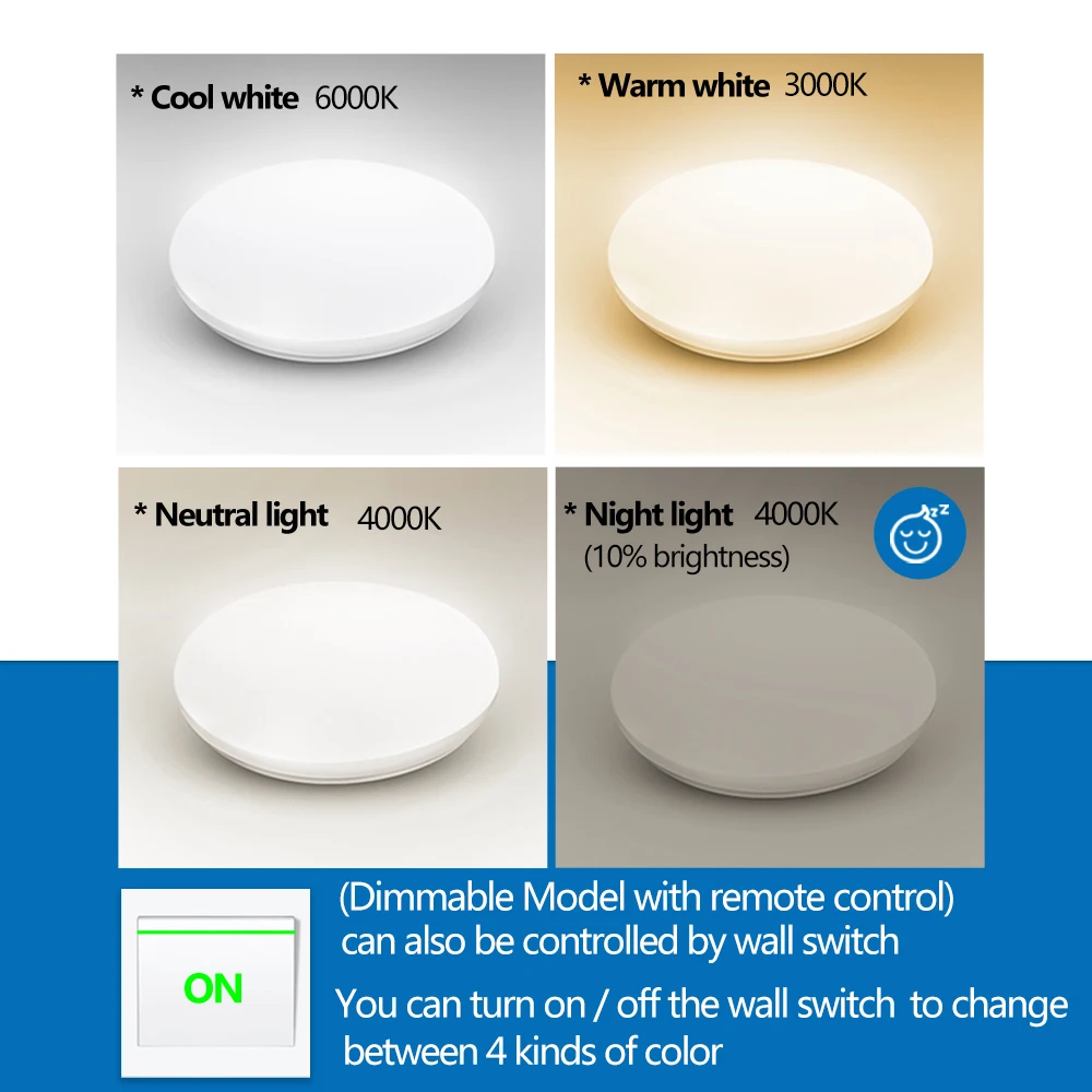Современный светодиодный потолочный светильник 24 Вт 36 48 AC 85 265V Светодиодный с