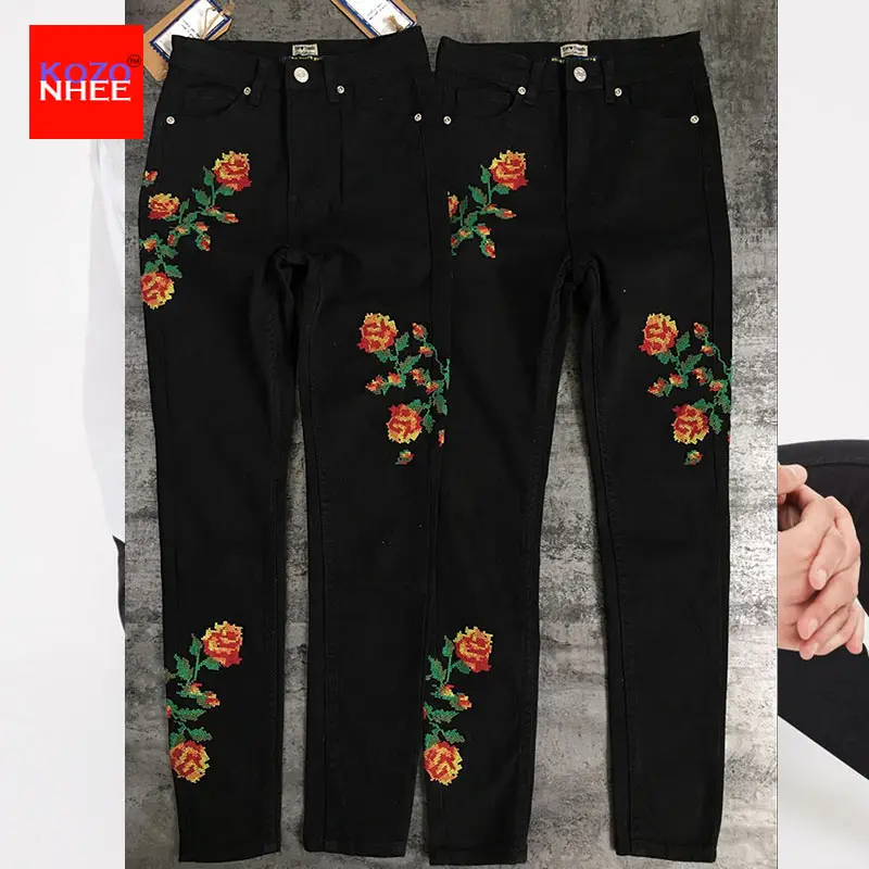 Женские эластичные джинсы с вышивкой высокой талией размера плюс винтажные