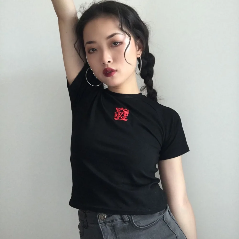 Новая летняя женская футболка с коротким рукавом китайской вышивкой тонкие