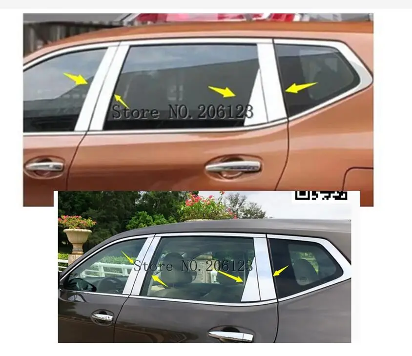 

For Nissan Rogue x-Trail t32 2014 2015 2016 2017 2018 2019 Stainless Window Chrome Pillar Posts Cover Trim Molding Garnish 8pcs