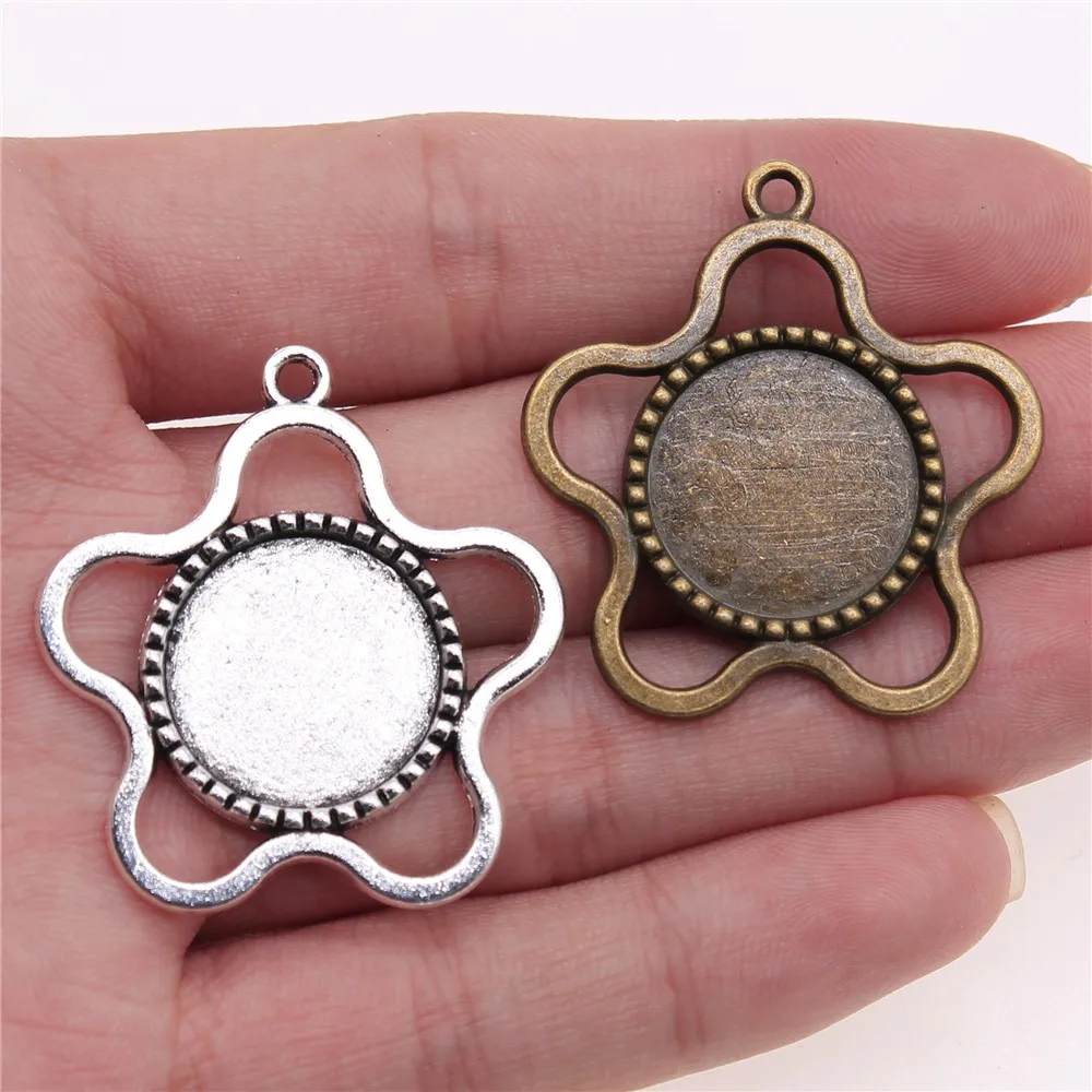 

WYSIWYG 5 шт. 18 мм внутренний Размер 2 цвета цветочный стиль цинковый сплав Камея Кабошон основа оправа подвеска Ювелирная фурнитура