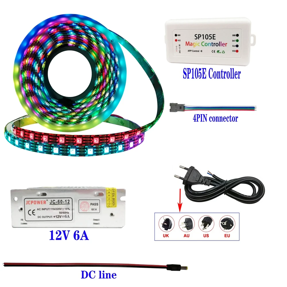 

DC12V WS2815 Led Lights 12 Volt Power Supply For Room Driver Mibox Led SP105E Controller Strip Combination Package