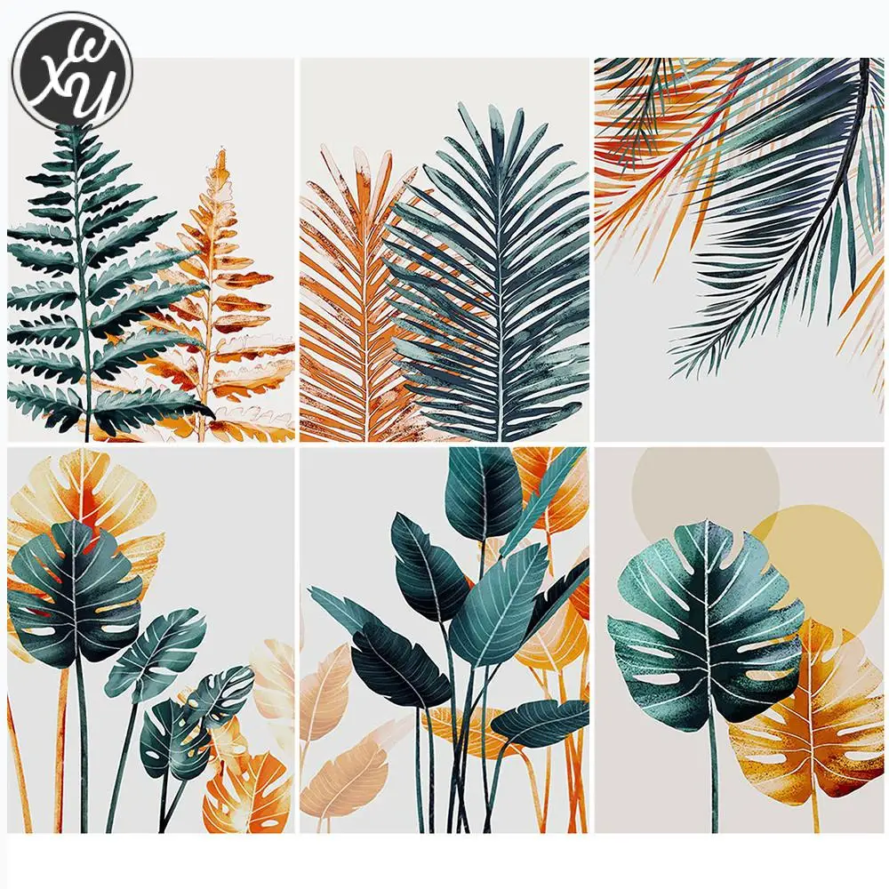 

Plant Diamond Painting Kits for Adults Cross Stitch Kit Leaves Diamond Mosaic Stitch Diamond Painting Accessories for Home Decor