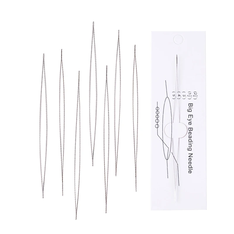 

10pcs Stainless Steel Big Eye Beading Needles Pins Curved Needle for Bracelet Necklace Jewelry Stringing DIY Tools Beaded