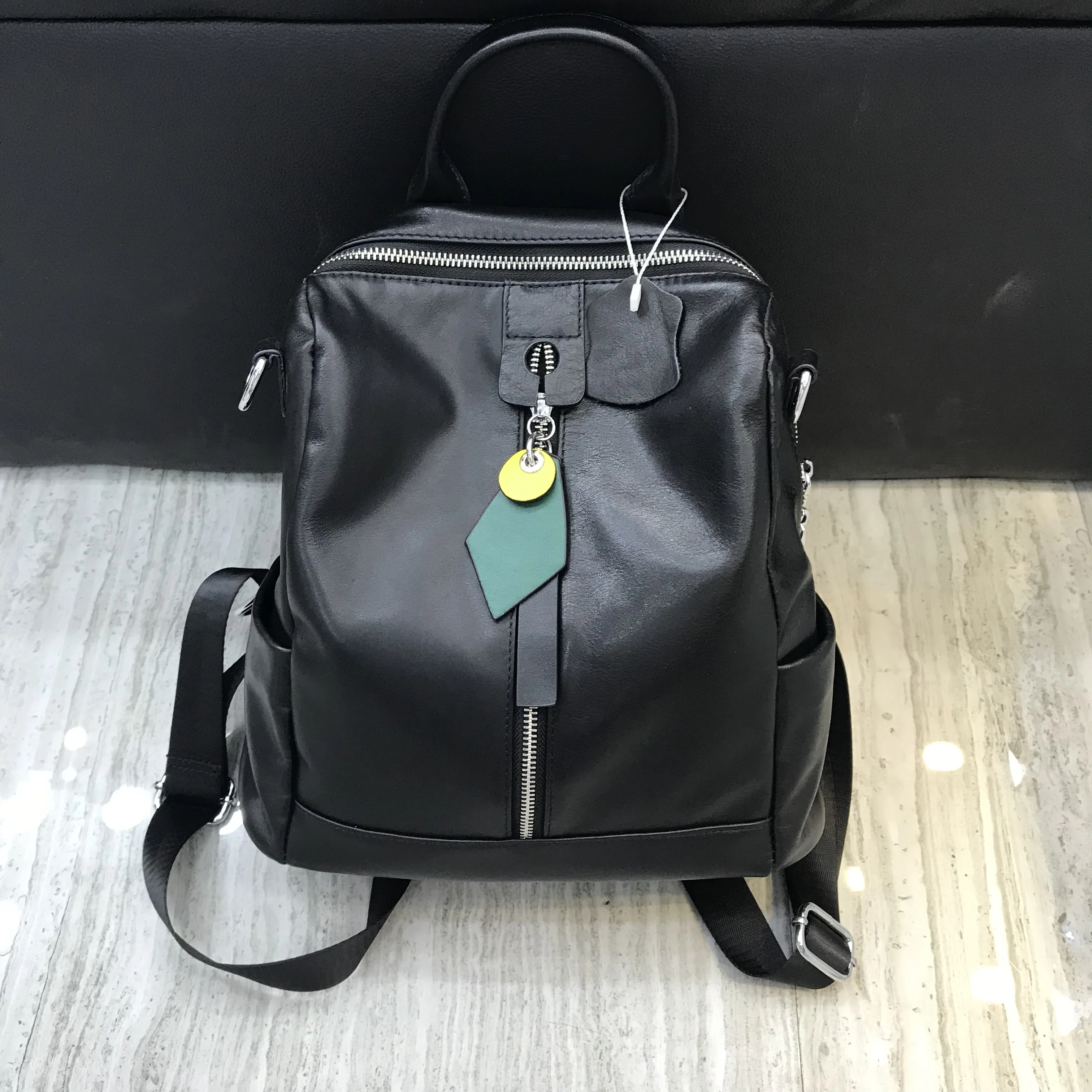 Kafunila/Модный женский рюкзак из натуральной кожи женская черная сумка высокого