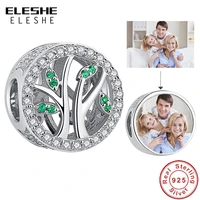 eleshe personalized custom photo charm 925 sterling silver tree of life with cz bead fit pandora charm bracelet jewelry making