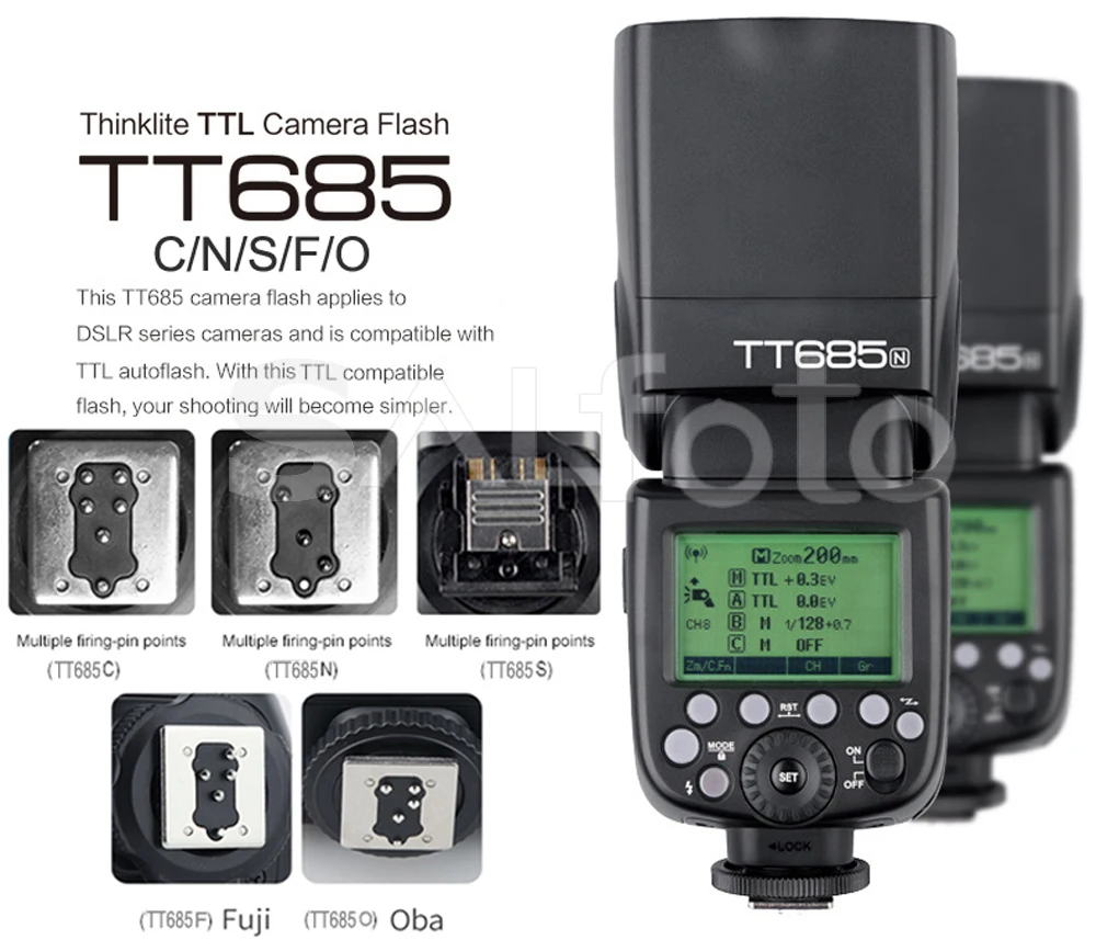 GODOX TT685 вспышка для камеры ttl 2,4G HSS 1/8000s GN60 беспроводной скоростной TT685-C/N/S/O/F для Canon Nikon sony Olympus Fuji