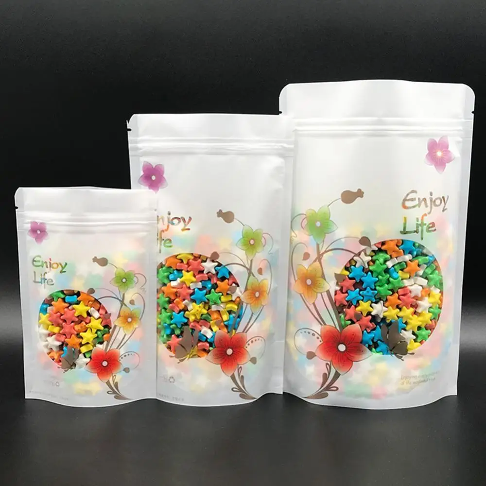 

60% Hot Sales!!! 100Pcs Standing Pouch Tea Storage Packing Snack Cookies Reclosable Self Seal Bag