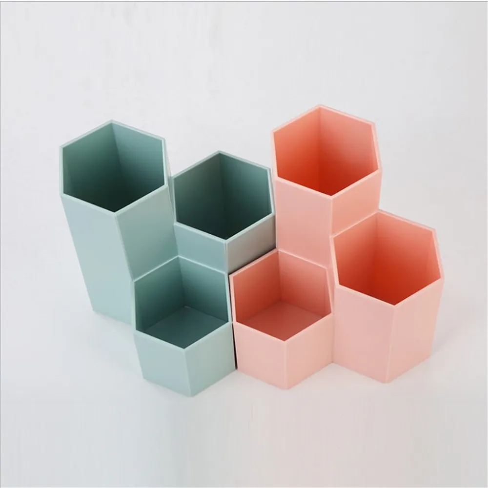 

Creative 3 Grids Pencil Holder Pen Storage Case Plastic Box Organizer Container Multi-function Desktop Office Stationery