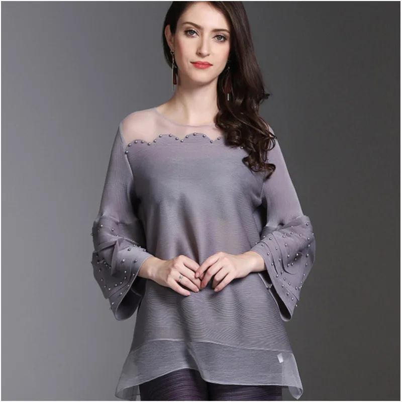 LANMREM 2020 Европейская мода большой размер Женская плиссированная одежда летняя