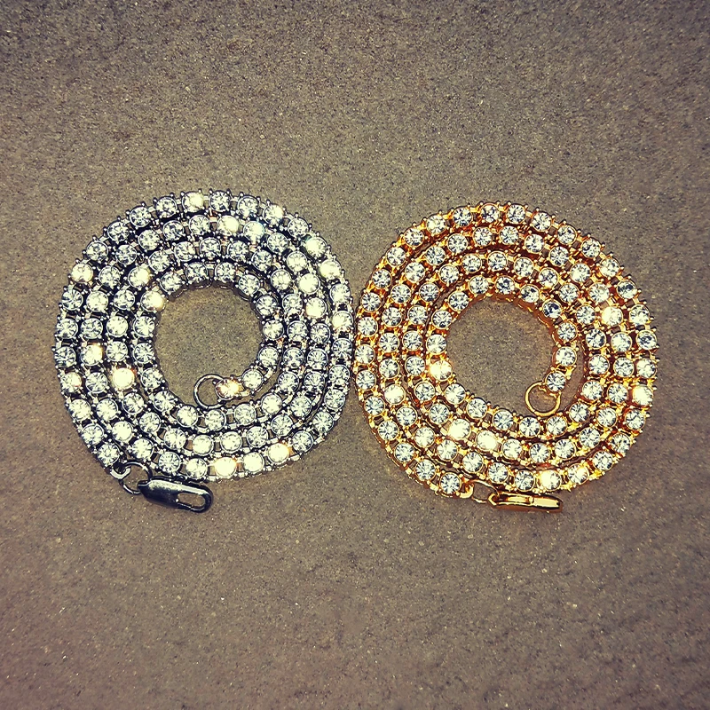 Мужское Колье со сверкающим покрытием 5 мм цепочка-чокер с Стразы в 1 ряд