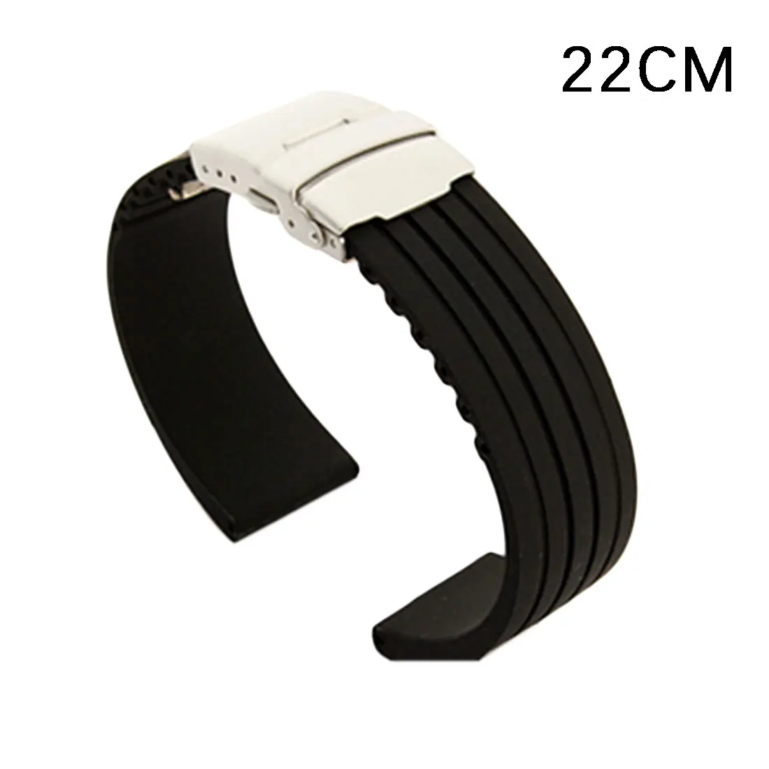 black 22mm Новинка 18 20 22 24 мм Мужской Женский силиконовый резиновый ремешок для часов, водонепроницаемый ремешок с пряжкой - Цвет ремешка: black 22mm