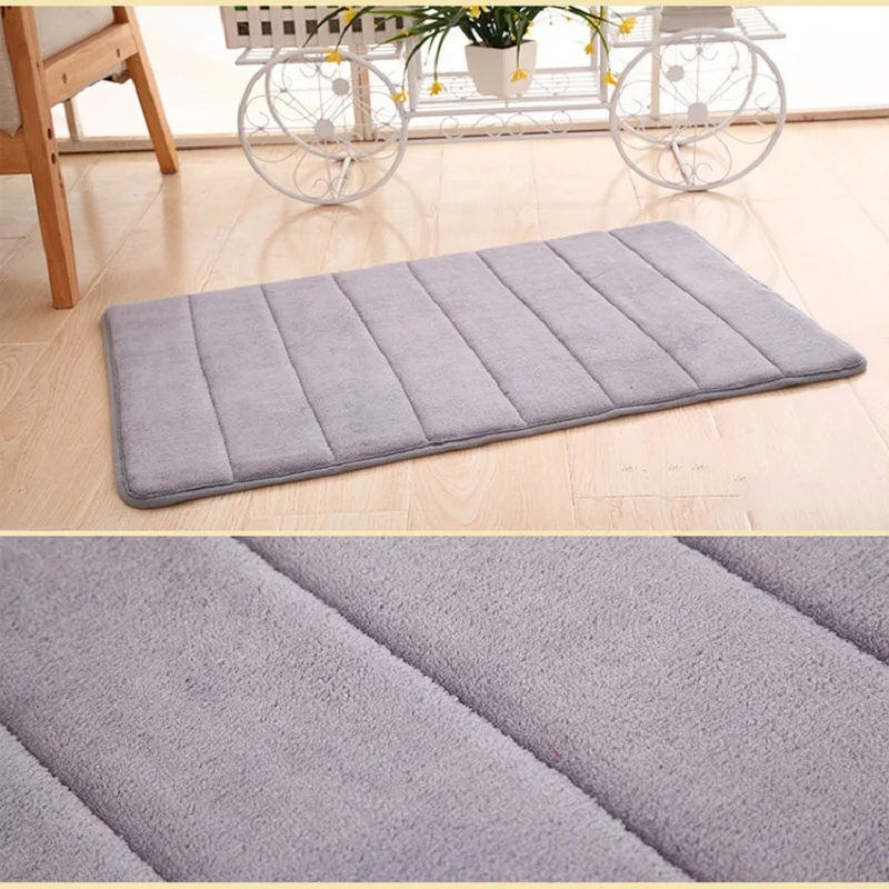 

Home Bath Mat Coral Fleece Bathroom Carpet Super Water Absorption Non-slip Memory Foam Absorbent Washable Rug Toilet Floor Mat