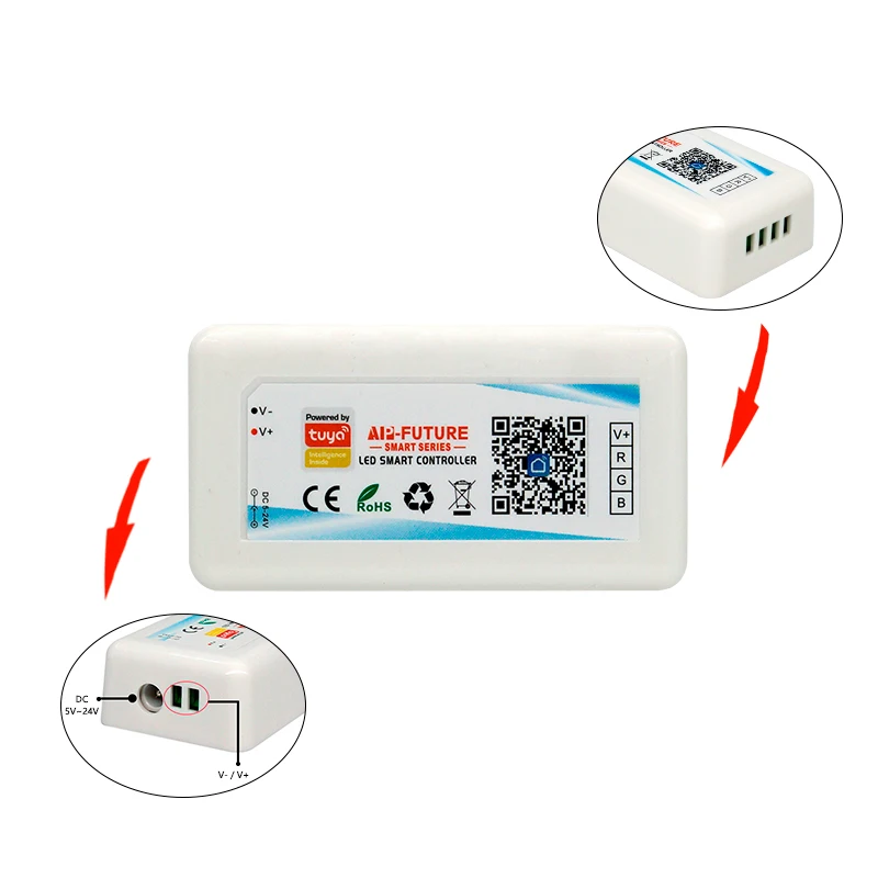 

DC12V Tuya Smart Wifi Controller DC5V-24V RF Remote LED RGB Controller Voice Wifi App Control For 3CH LED Strip Light Ribbon