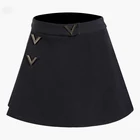 Брендовая дизайнерская летняя Женская Роскошная Повседневная пикантная маленькая черная юбка с металлическими одежда с надписями, широкие шорты, новинка 2021
