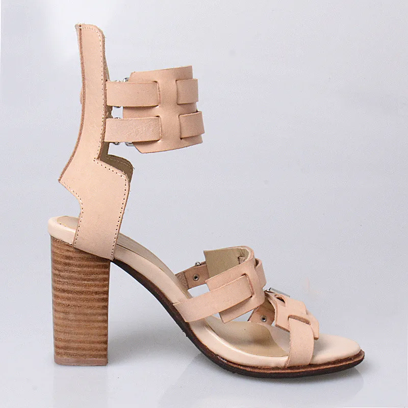 Босоножки женские из натуральной кожи сандалии-гладиаторы высокой массивной