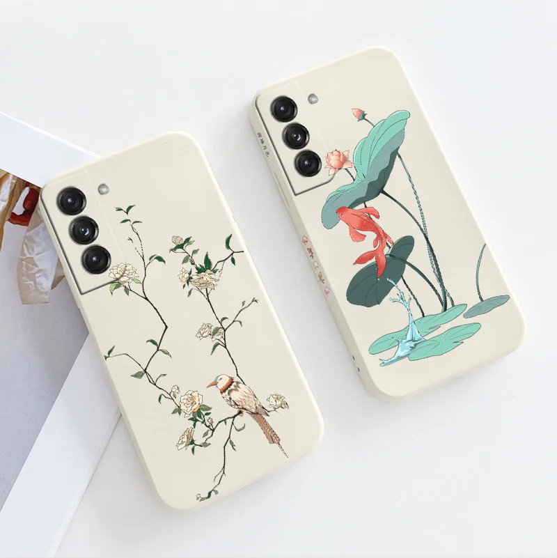 

Bird Illustration Case For Samsung Galaxy S21 S20 FE S10 S9 Ultra Plus S10e Note 20 ultra 10 9 Plus Liquid Silicone Phone Cover