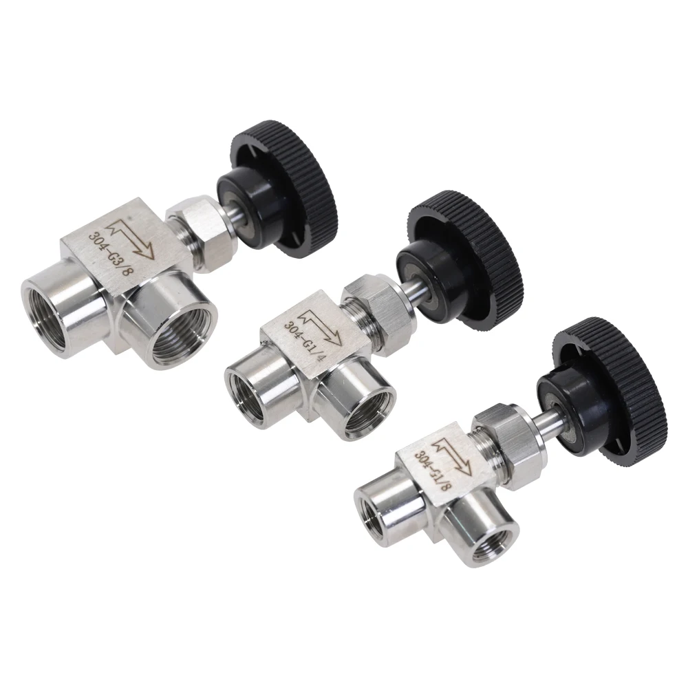 Игольчатый клапан 304 из нержавеющей стали 1/8 дюйма 1/4 1/2 BSP прямоугольный с