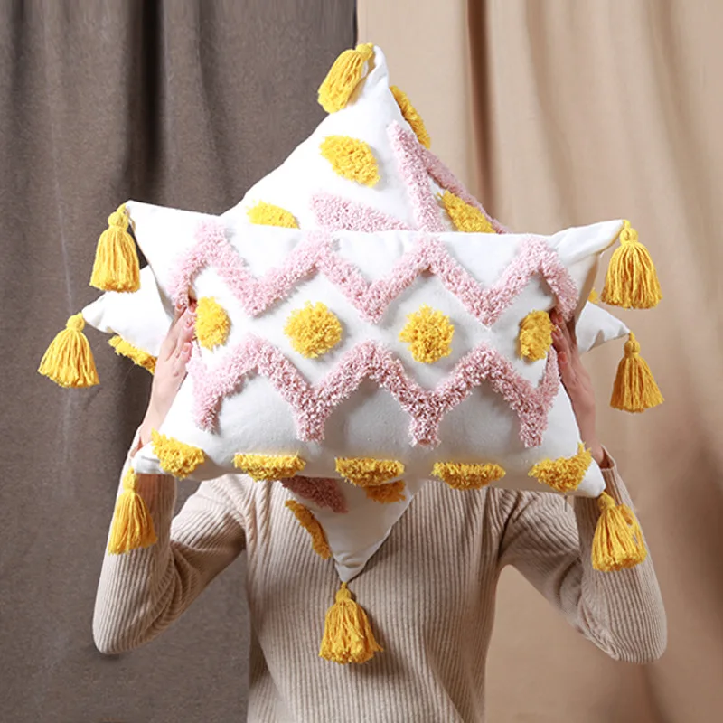 Чехол для подушки цвета слоновой кости наволочка с бахромой 45 х4 5 см/30 х50 см