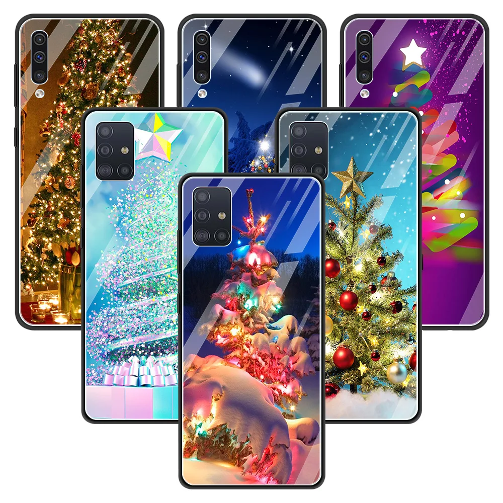 

Christmas Tree Glass Case For Samsung A71 A52 A51 A91 A81 A72 A41 A31 A21s A21 A11 A01 M51 M31 M21 Silicone Shell Fundas