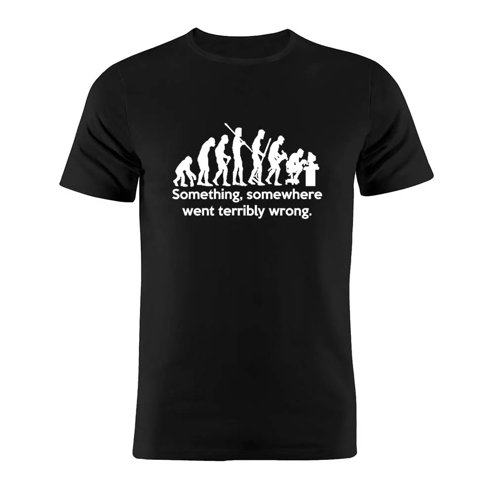 Футболка унисекс 100% хлопок эволюция что-то пошло в ужас неправильный разработчик