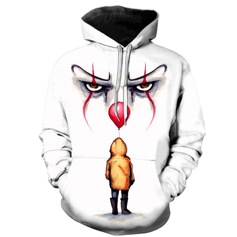 

Horror Movie IT Chapter 2 3D Print Hooded Sweatshirt Men's Fashion Streetwear Loose Sweatshirt IT Clown Print Pattern Hoodie