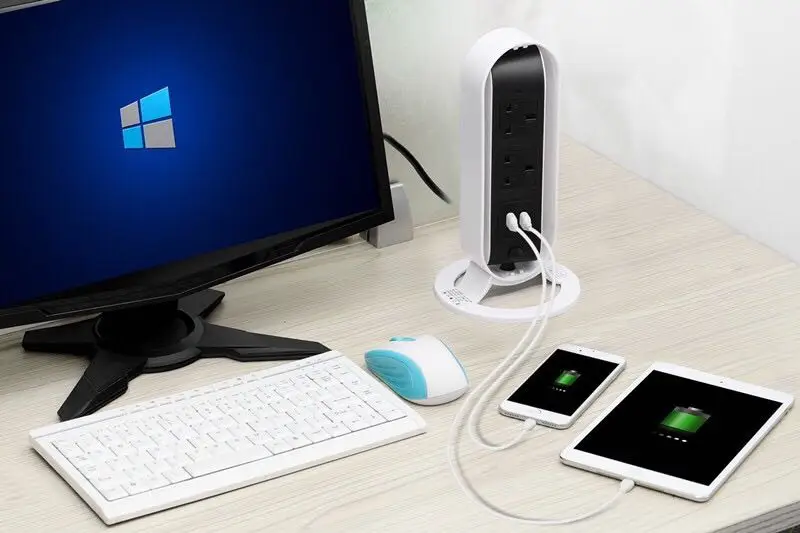 Поворотный сетевой фильтр с европейской вилкой USB вертикальный удлинитель 5AC 2USB 2