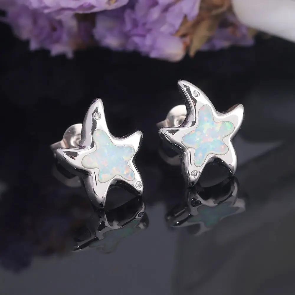 Женские серьги-гвоздики CiNily из стерлингового серебра 925 пробы с белым огненным