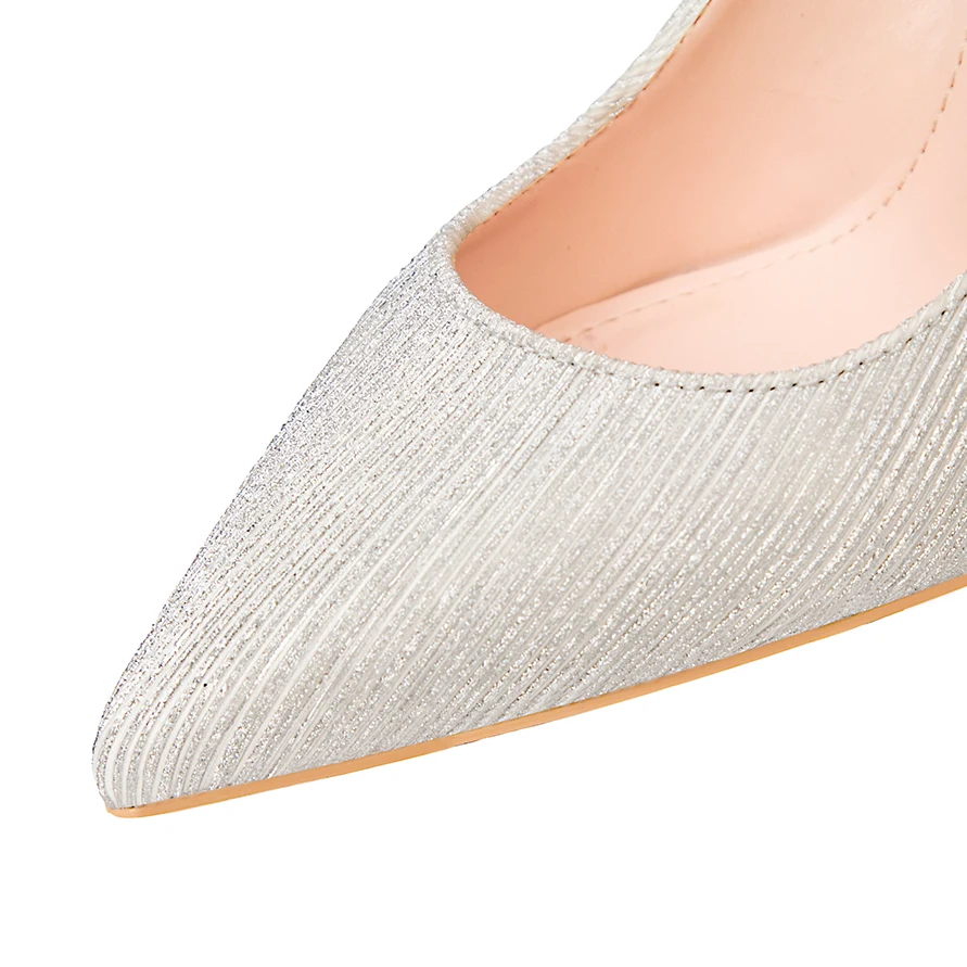 Модные блестящие свадебные туфли в Корейском стиле женские с металлическим