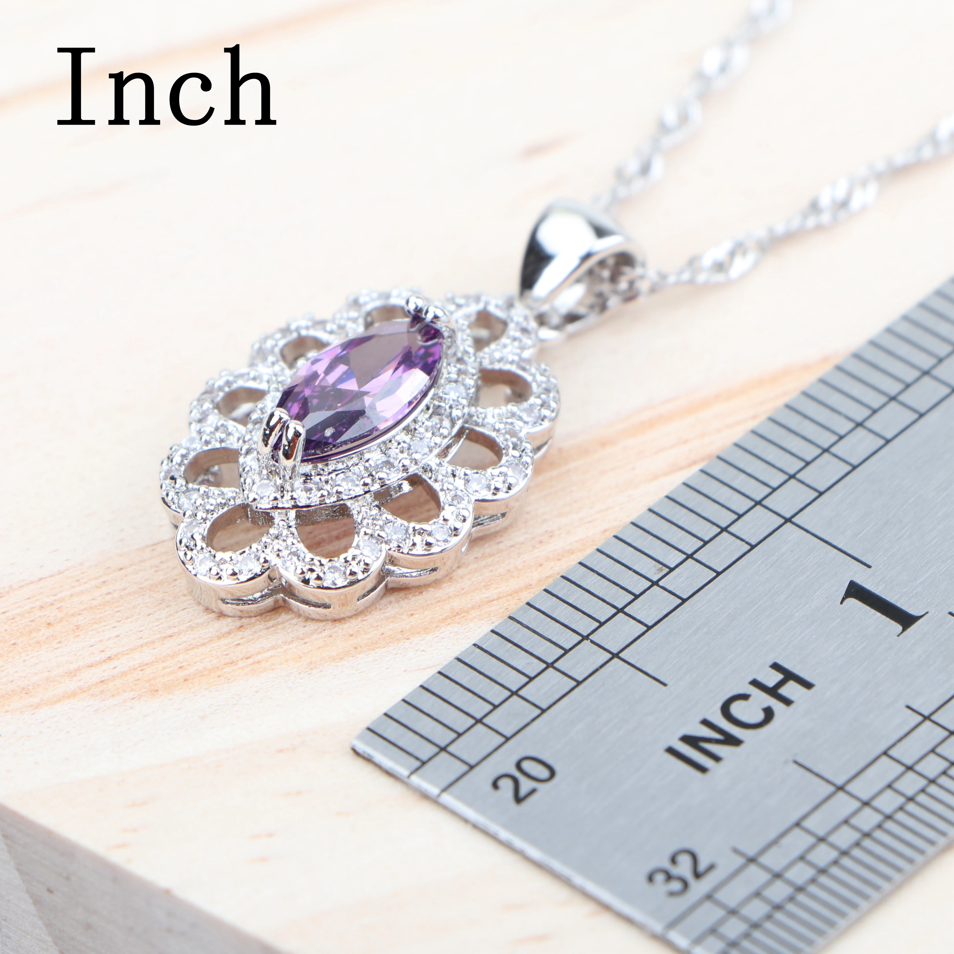 Роскошные фиолетовые циркониевые Свадебные Ювелирные наборы для женщин серебро