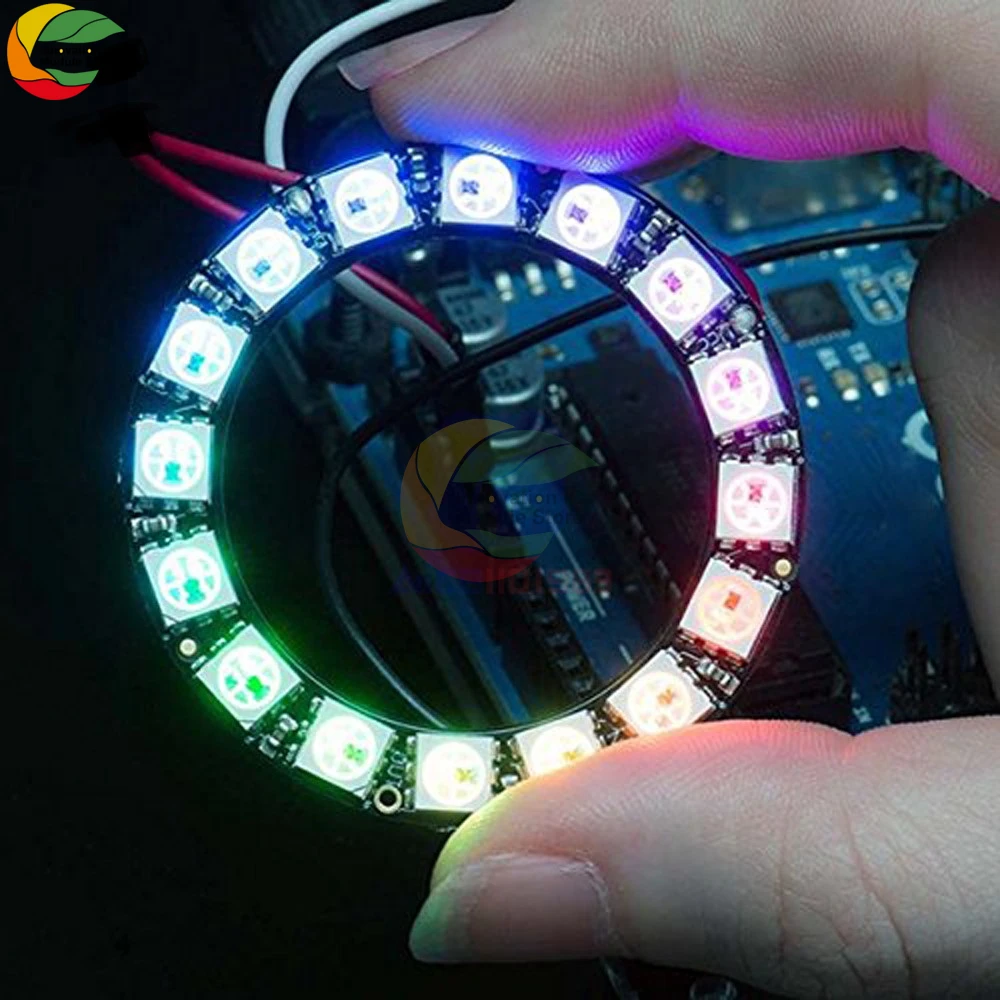 

WS2812 5050 16bit RGB LED Round Full Color Modular Blackboard 45mm Round LED Light Ring LED Module for Arduino Integrated Driver