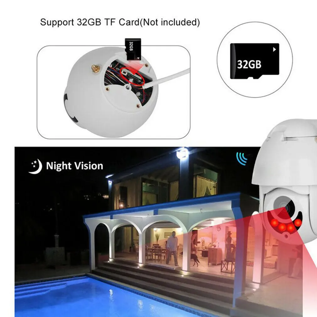 Ip камера 1080P наблюдения WiFi монитор Запись водонепроницаемая внутренняя/наружная