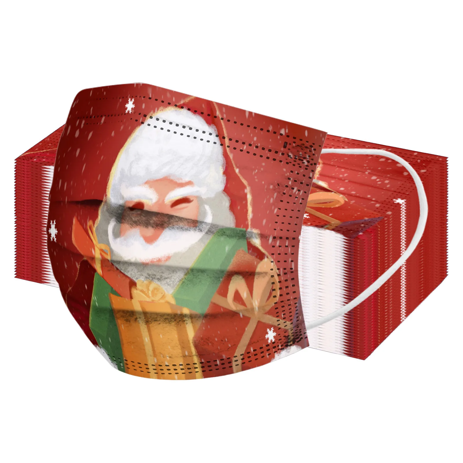 

50Pcs Adult Christmas Disposable Mask Santa Claus Elk Pattern Industrial 3-layer Mask masque enfant маска для лица от вируса
