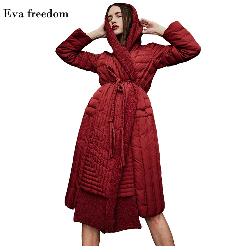 2019 зимние толстые теплые длинные пальто с капюшоном на утином пуху женская
