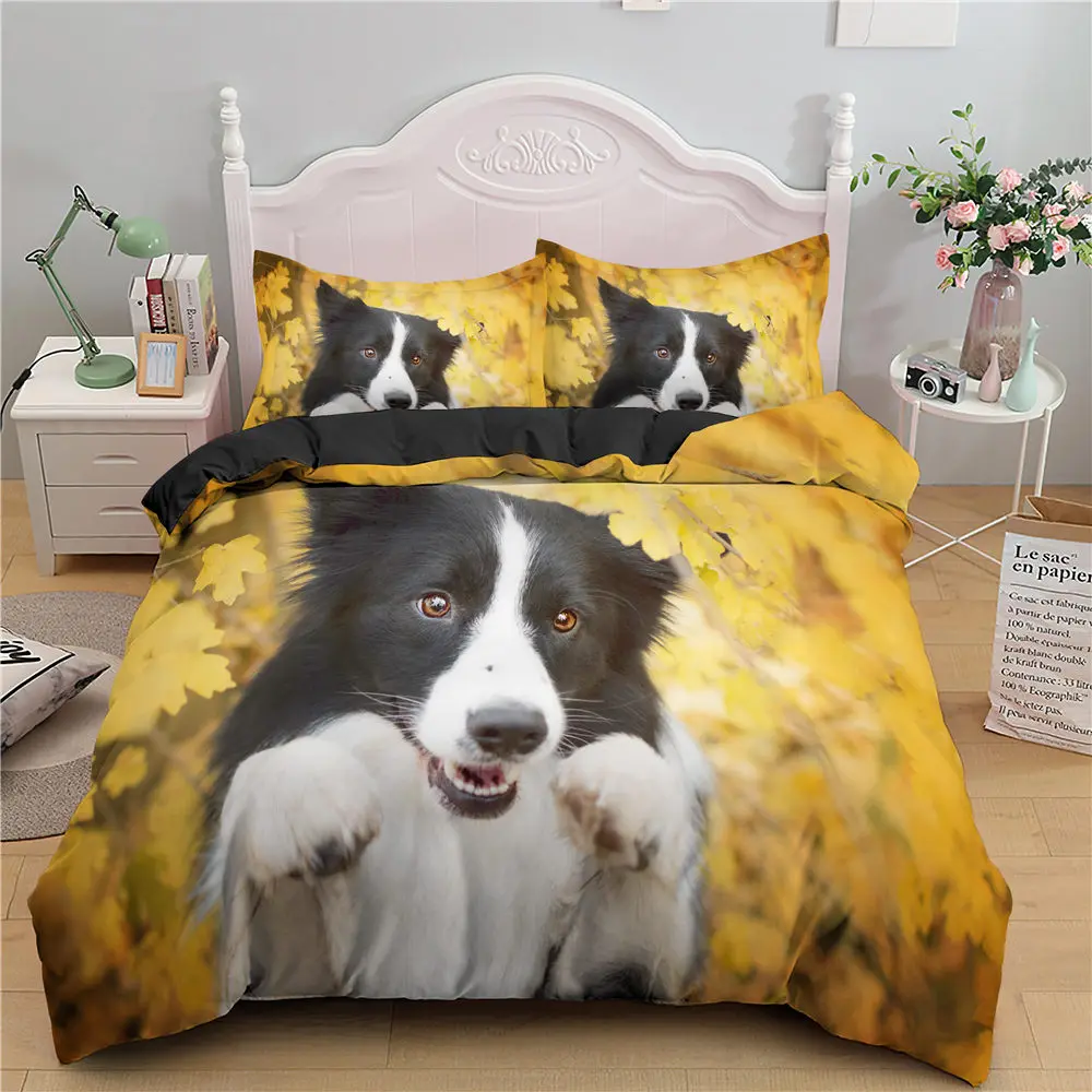 

3d Smile Dog Printed Duvet Cover Set 2/3pc Pet Animal Twin Full Queen King Size Bedding Set Home Textile For Kids Adults
