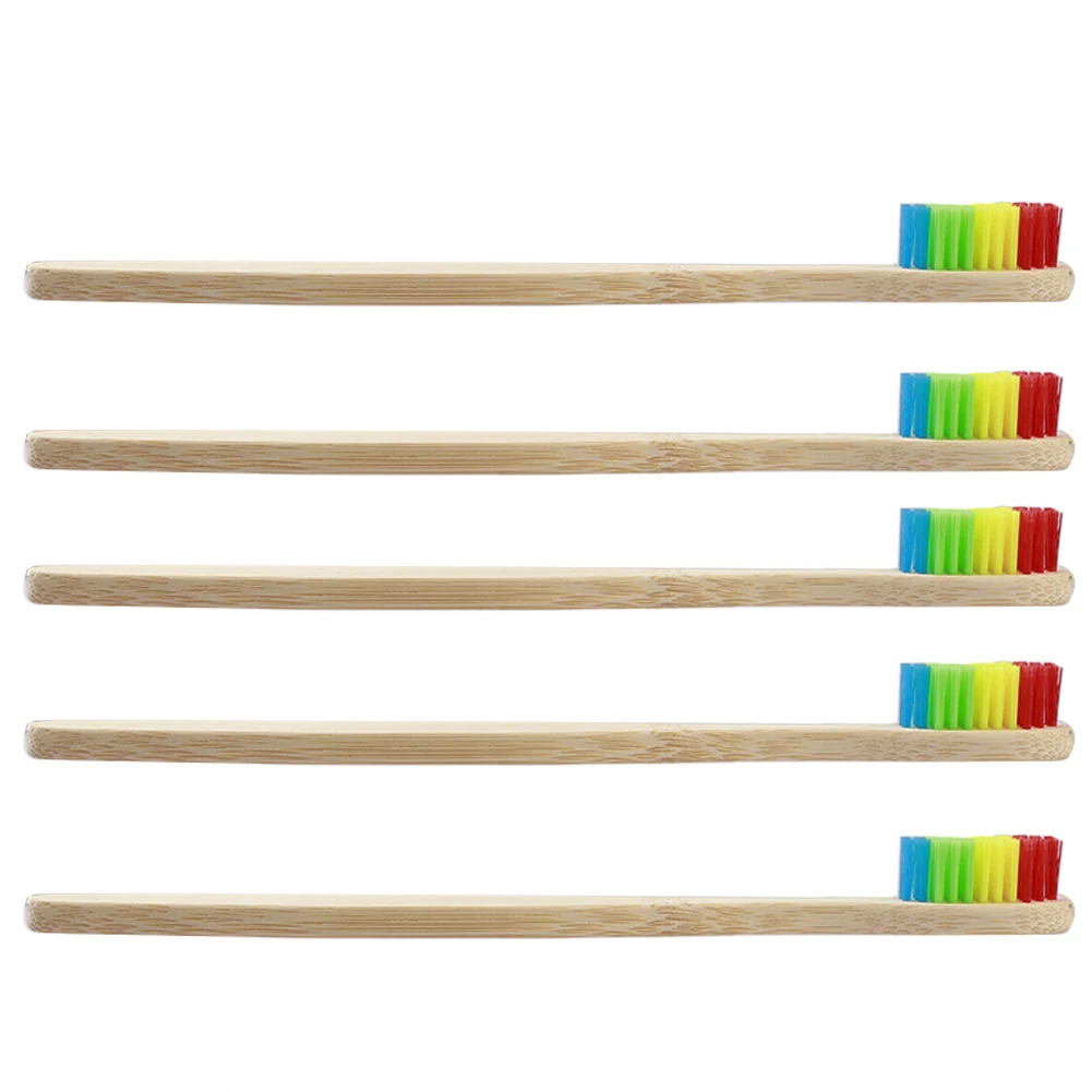 5 шт. зубная щетка из натурального бамбука мягкая щетина для ухода за полостью рта