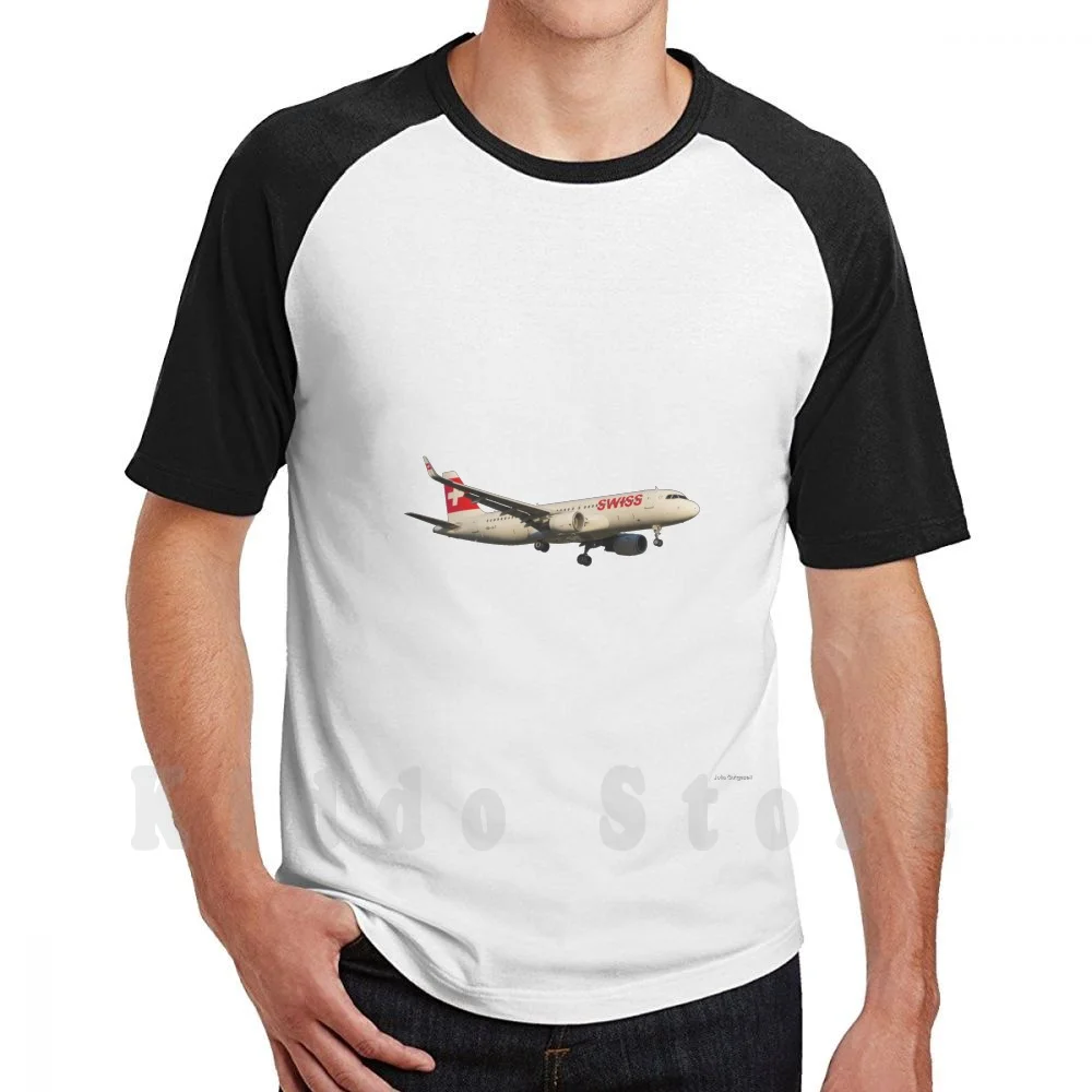 Landing Swiss Airbus A320 T Shirt Cotton Men Diy Print Cool Tee Aviation Plane Airplane Aeronautics Space Travel Airbus Boeing