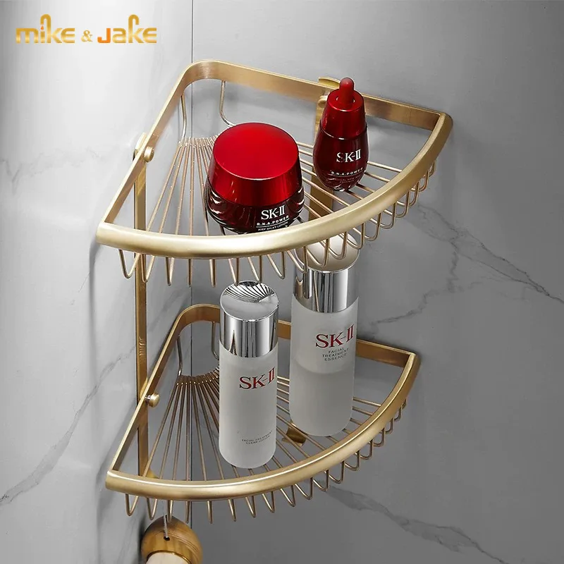 

Скандинавские золотые щетки, угловая полка для ванной комнаты, треугольная рамка, латунная Золотая стойка для ванной, приемная угловая латунная полка