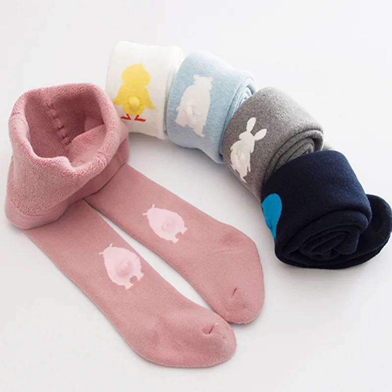 

Baby Girl Winter Tights Infant Cotton pantyhose Kids Terry Stockings 3D Cartoon Thickens Knitted Children Warm Fashion