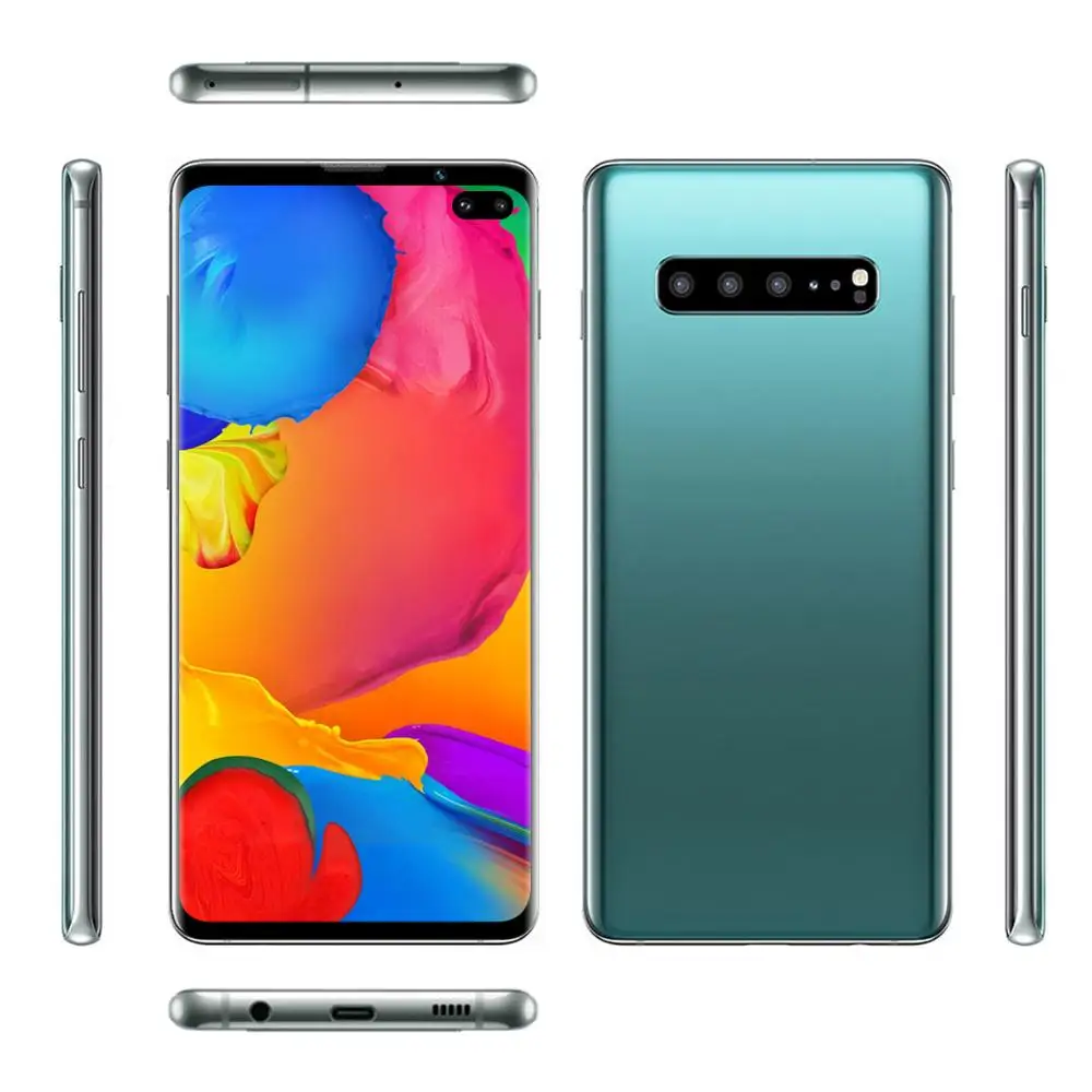 GREEN Смартфон S10+, полноэкранный, 6 ГБ+ 128 ГБ, 8 ядер, Android 9,0, Finger Face ID, двойная камера, 4G, смартфон, мобильный телефон, трубка - Цвет: GREEN