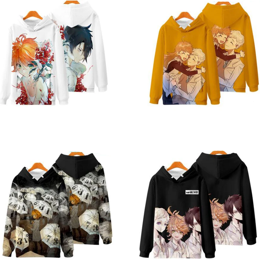 

Japan Anime Yakusoku No Neverland The Promised Neverland Cosplay Costume 3D Print Emma Norman Ray Unisex 3D Hoodies Sweatshirts